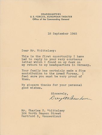 Lot #171 Dwight D. Eisenhower: Signed within weeks of WWII?s end - Image 1