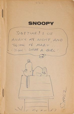 Lot #492 Charles Schulz: Spectacular vintage Snoopy sketch - Image 1