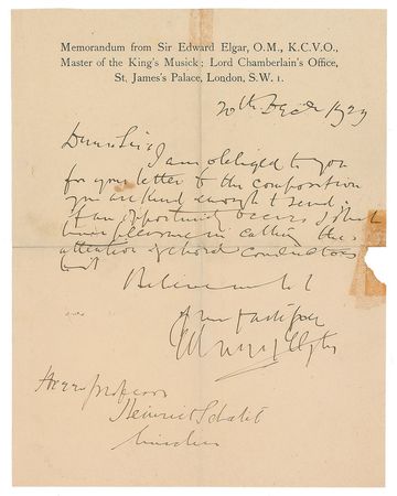 Lot #618 Edward Elgar Handwritten Letters Signed - Image 2