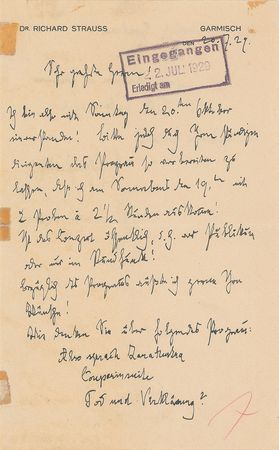 Lot #634 Richard Strauss Handwritten Letter Signed and Signed Photograph - Image 2