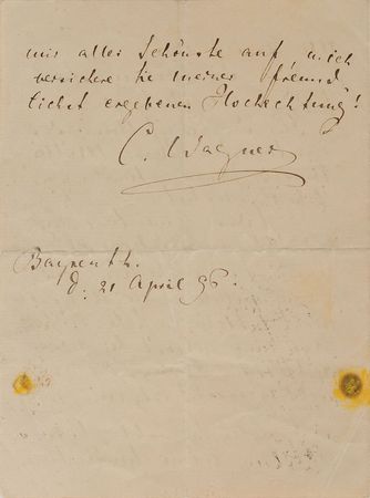 Lot #675 Cosima Wagner Handwritten Letter Signed - Image 3
