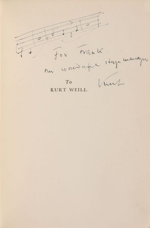 Lot #798 Kurt Weill: One Touch of Venus, signed by the cast and composer - Image 1