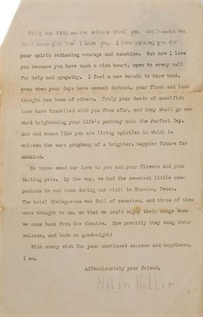Lot #242 Helen Keller: “How happy we can be anywhere if we can only touch a flower or enjoy the leafy music of a tree” - Image 3