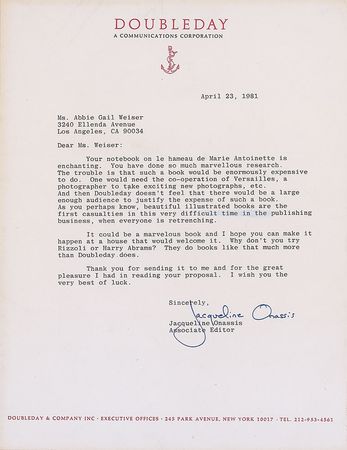 Lot #51 Jacqueline Kennedy Typed Letter Signed: