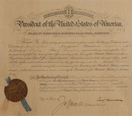 Lot #143 Benjamin Harrison Signed Document - Image 2