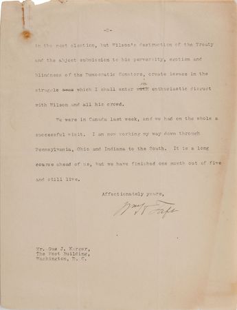 Lot #152 William H. Taft: ?The Treaty is doomed? - Image 2