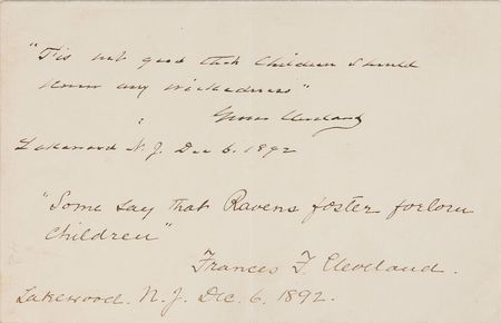 Lot #141 Grover and Frances Cleveland: The Clevelands quote Shakespeare - Image 1