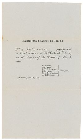 Lot #123 William Henry Harrison Inaugural Ball Invitations - Image 1