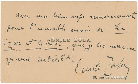 Lot #607 Emile Zola Signed Note - Image 1