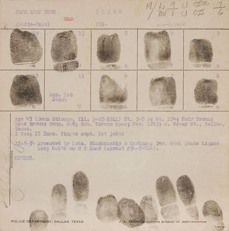 Lot #34 Jack Ruby’s Original Signed Fingerprint