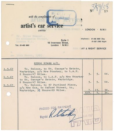 Lot #7031 Ringo Starr Signed Receipt - Image 2