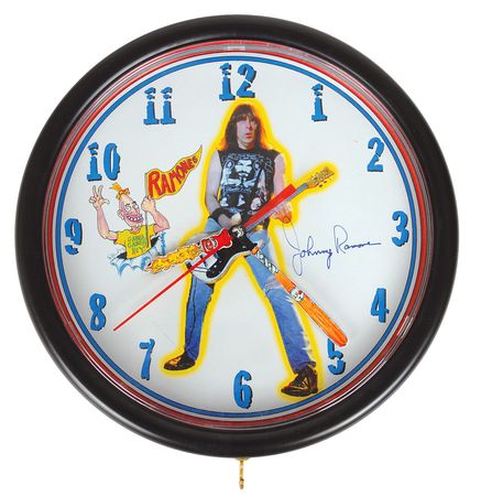 Lot #7302 Johnny Ramone Signed Clock and Mini Leather Jacket - Image 1
