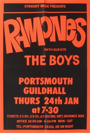Lot #7287  Ramones 1980 Portsmouth Guildhall England Poster - Image 1