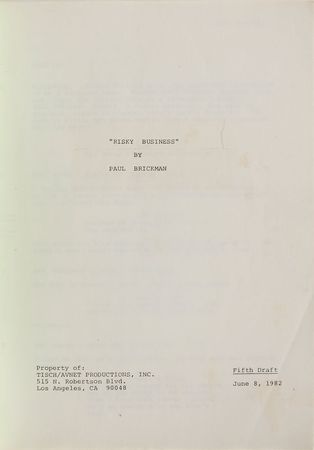 Lot #7418 Risky Business Script - Image 2