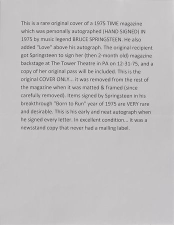 Lot #7250 Bruce Springsteen Signed 1975 Magazine Cover - Image 3