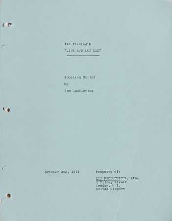 Lot #7412 James Bond Live and Let Die Shooting Script - Image 1