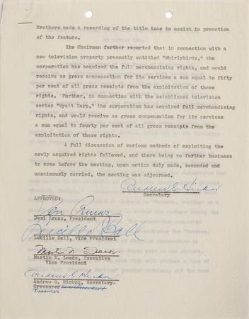 Lot #7350 Lucille Ball and Desi Arnaz Signed Document - Image 1