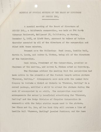 Lot #7350 Lucille Ball and Desi Arnaz Signed Document - Image 2