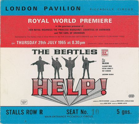 Lot #7040 Help! Premiere Oversized Movie Ticket - Image 1