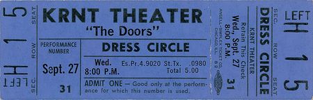 Lot #7112 Doors 1967 Unused Concert Ticket - Image 1