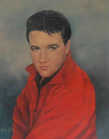 Lot #7080 Elvis Presley Oversized Signed Artist Print Portrait - Image 1