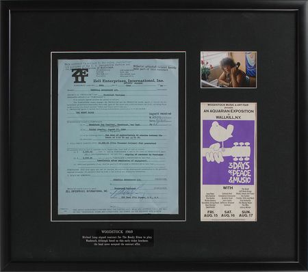 Lot #7198 Moody Blues: Michael Lang Signed Woodstock Document - Image 1