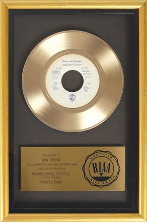Lot #7320 Prince: ‘Purple Rain’ Sales Award - Image 1