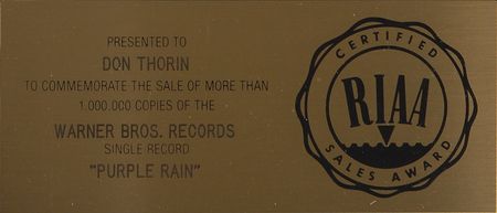Lot #7320 Prince: ‘Purple Rain’ Sales Award - Image 3