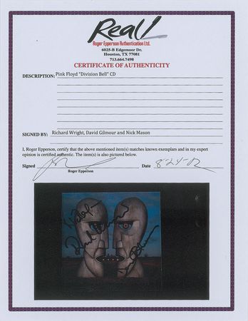 Lot #7137 Pink Floyd Signed ?Division Bell? CD: Wright, Gilmour, Mason - Image 2