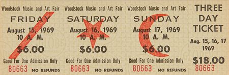 Lot #7207 Woodstock Set of (6) Tickets - Image 1