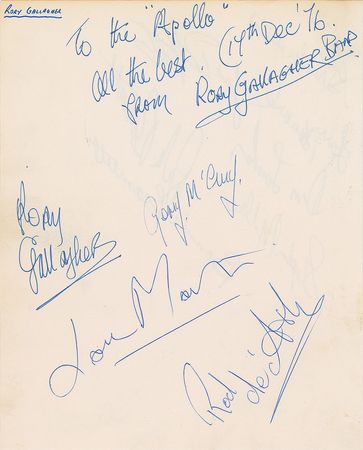 Lot #7228 Rory Gallagher Band Signatures - Image 1