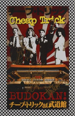 Lot #7219 Cheap Trick Signed Mini Poster, Drum Sticks, and Guitar Picks - Image 1