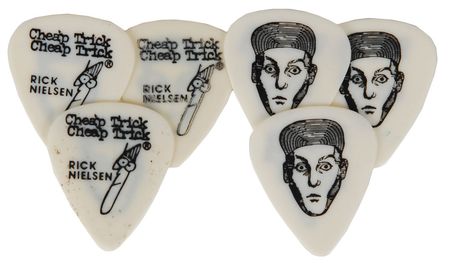 Lot #7219 Cheap Trick Signed Mini Poster, Drum Sticks, and Guitar Picks - Image 3