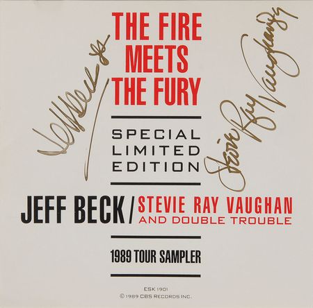 Lot #7328 Stevie Ray Vaughan and Jeff Beck Signed CD Sampler Promo - Image 1