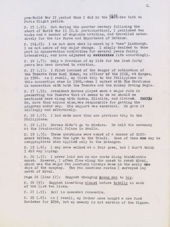 Lot #263 Charles Lindbergh: Lindbergh focuses on his conservation efforts: ?Only a fraction of my life for the last forty years has been devoted to aviation? - Image 3