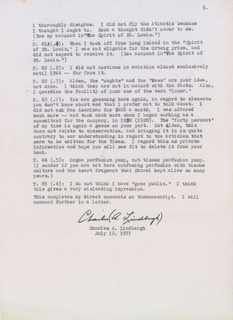 Lot #263 Charles Lindbergh: Lindbergh focuses on his conservation efforts: ?Only a fraction of my life for the last forty years has been devoted to aviation? - Image 9