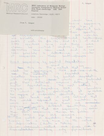 Lot #11 Frederic Sanger: Sanger?s draft for a piece on ?DNA sequencing? - Image 1