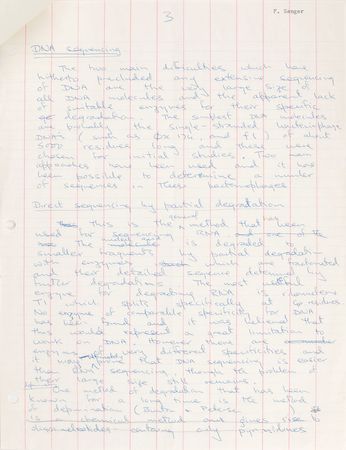 Lot #11 Frederic Sanger: Sanger?s draft for a piece on ?DNA sequencing? - Image 2