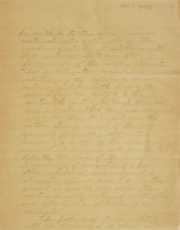 Lot #8 Glenn Seaborg Handwritten Manuscript - Image 1