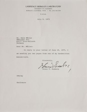 Lot #8 Glenn Seaborg Handwritten Manuscript - Image 3