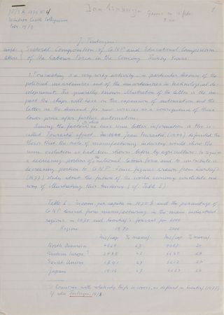 Lot #198 Jan Tinbergen - Image 1