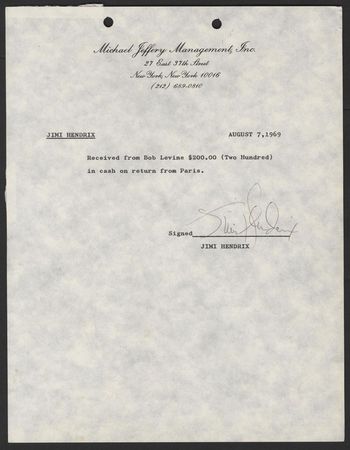 Lot #577 Jimi Hendrix: A week before Woodstockâ??Hendrix returns from Paris - Image 2