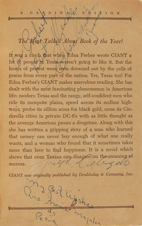Lot #667 Giant: Dean, Taylor, Hudson, and others sign the classic Ferber novel - Image 7
