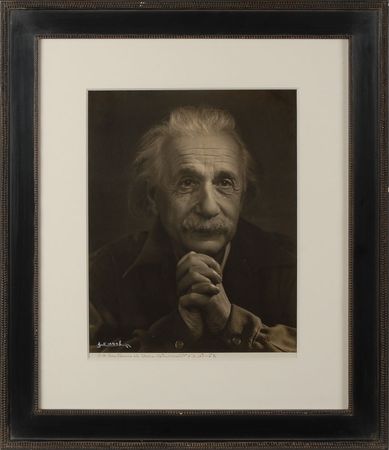 Lot #2 Albert Einstein: Stunning original Karsh portrait of Einstein, signed by both - Image 2