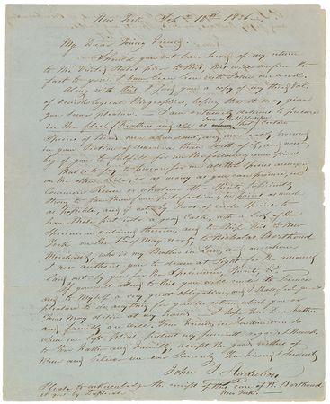 Lot #356 John J. Audubon: “I am extremely desirous to procure in the flesh (feathers and all)”—Audubon’s comprehensive ‘want list’ - Image 1