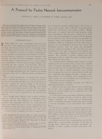 Lot #60 Vint Cerf and Bob Kahn 1974 Internet Paper: Cerf and Kahn?s landmark paper??A protocol that supports the sharing of resources that exist in different packet switching networks? - Image 1
