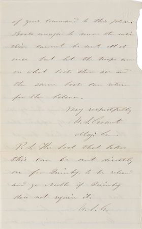Lot #90 U. S. Grant: Grant arranges boats for the arrival of Quinby troops - Image 1