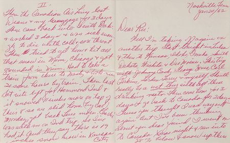 Lot #565 Patsy Cline: Cline heads out on tour with Johnny Cash, George Jones, and Carl Perkins—“Should really be a wet tour with all these drinking nuts” - Image 1