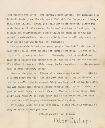 Lot #182 Helen Keller Typed Letter Signed - Image 2