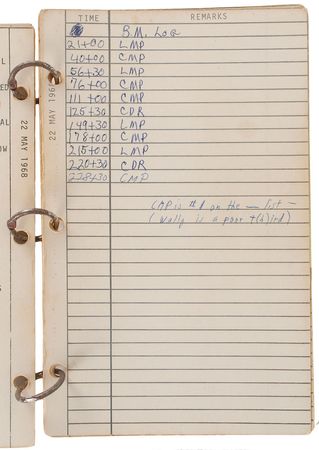 Lot #314 Apollo 7: Apollo 7 in-flight log book annotated by entire mission crew - Image 5